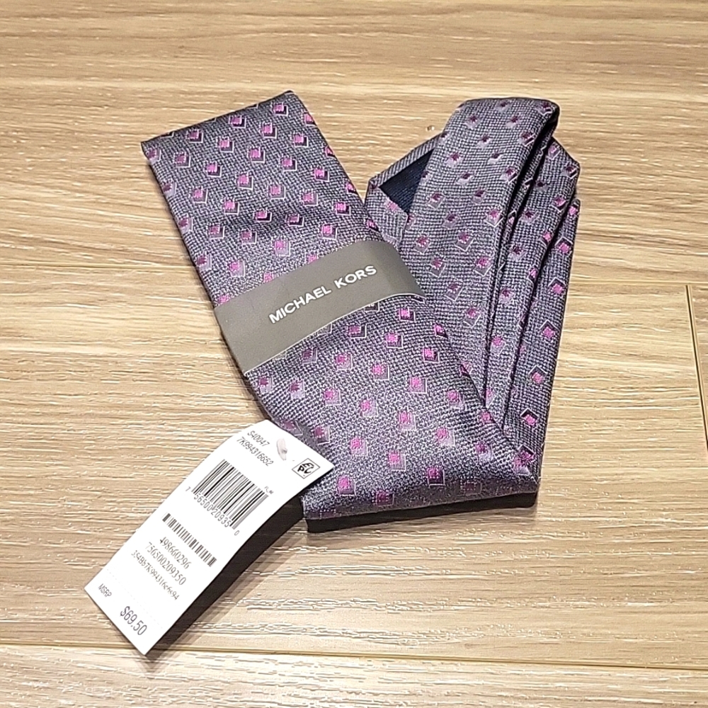 MICHAEL KORS- Men's grey/pink fashion tie